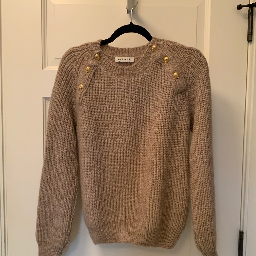 Women's Tan Sweater with Gold Accents